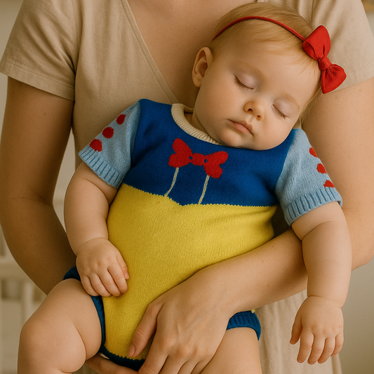 Romper Tricot Inspirado na Branca de Neve