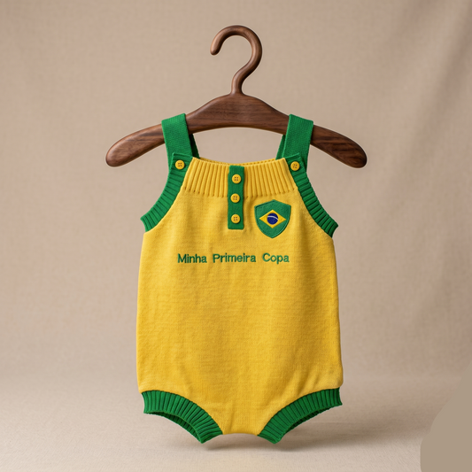 Romper Tricot Bandeira Brasil - Unissex, Bebê e Infantil