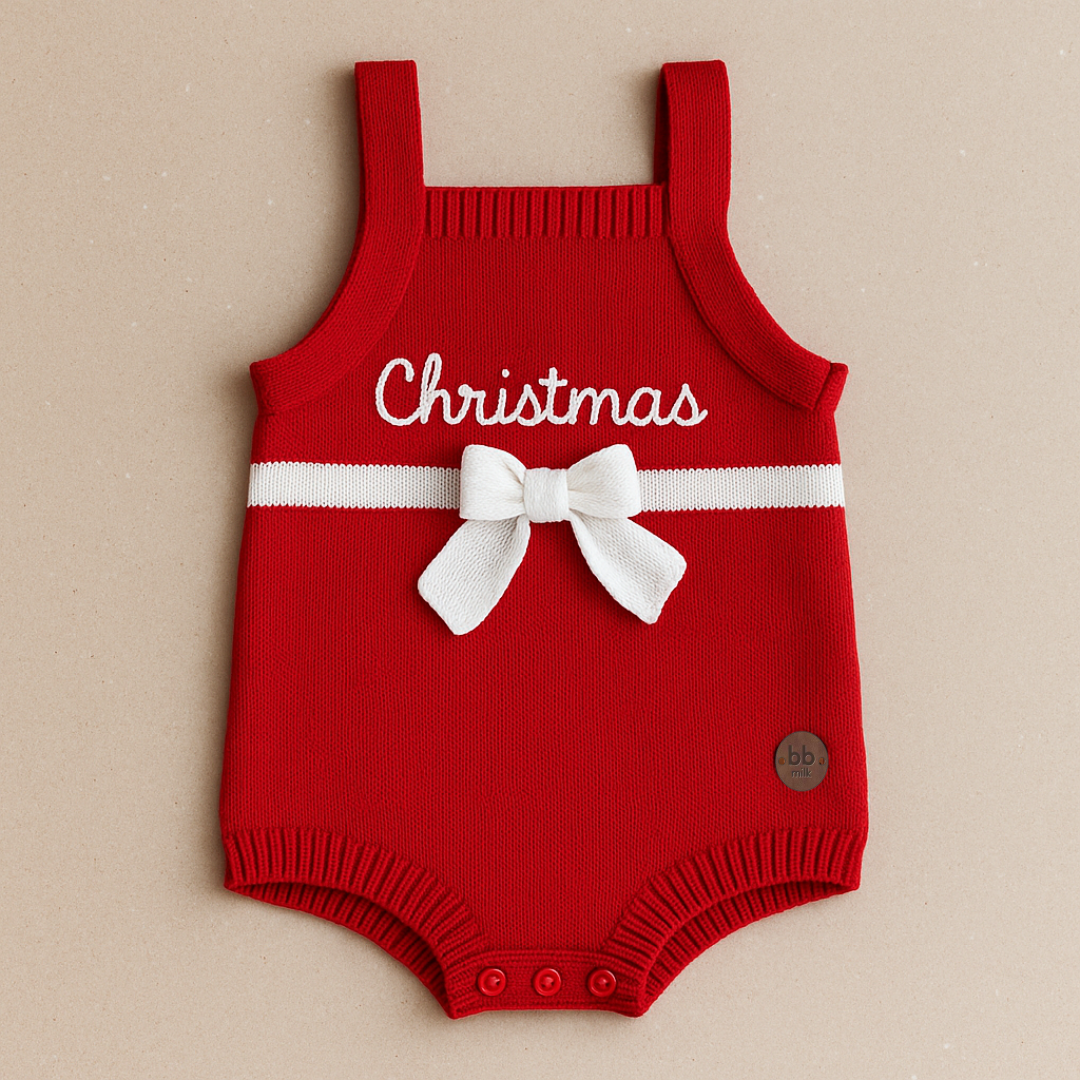 Romper Tricot Presente de Natal - Unissex, Bebê e Infantil
