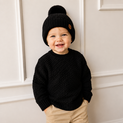 Touca Infantil em Tricot Premium - Preto