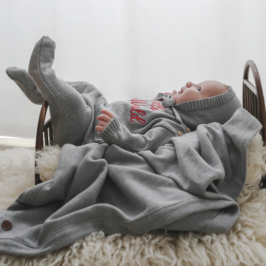 Manta Maternidade em Tricot -  CINZA