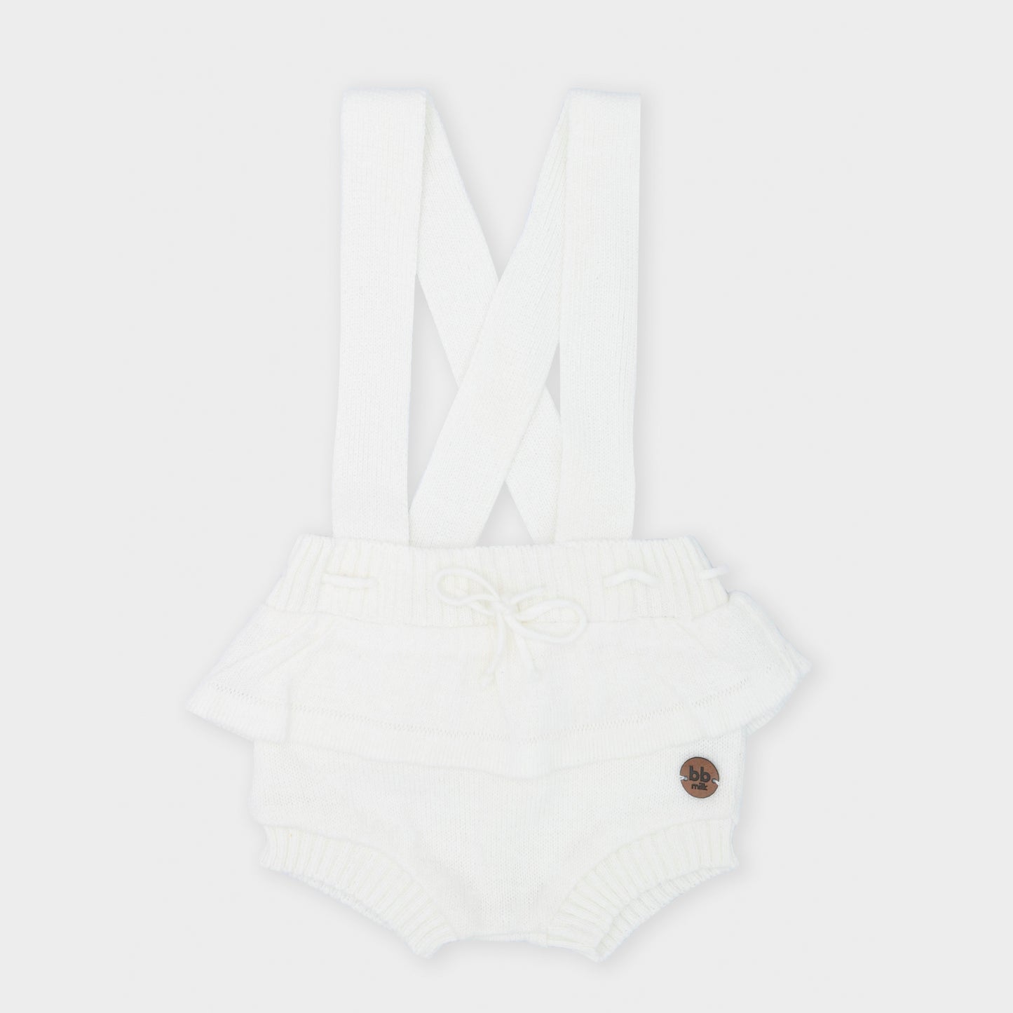 Shorts Suspensório com Babado Branco