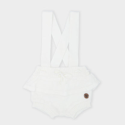 Shorts Suspensório com Babado Branco