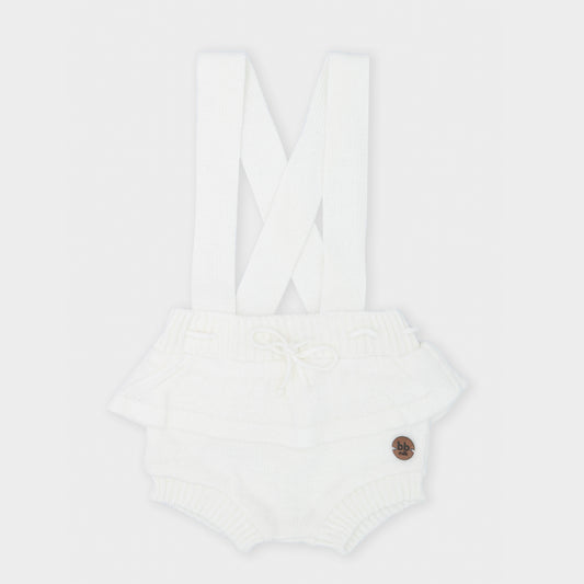 Shorts Suspensório com Babado Branco