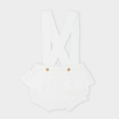 Shorts Suspensório com Babado Branco