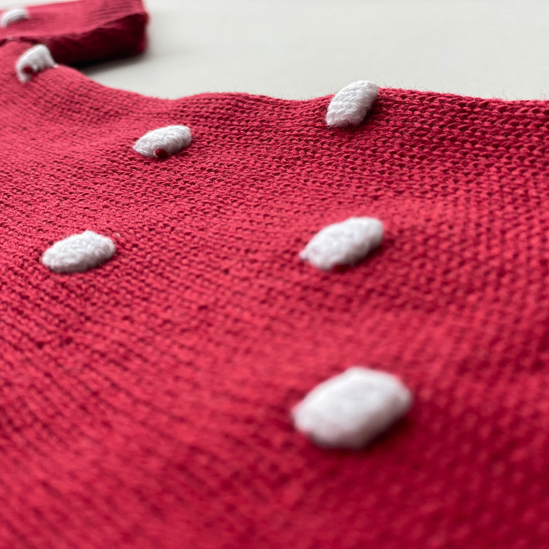Vestido em Tricot Poá Vermelho