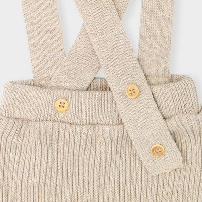 Calça Suspensório Tricot - Bege