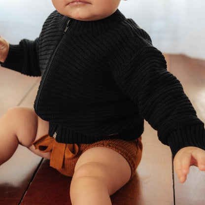 Casaco Tricot Preto com Zíper –  Unissex, Bebê e Infantil