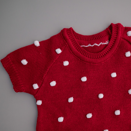 Vestido em Tricot Poá Vermelho