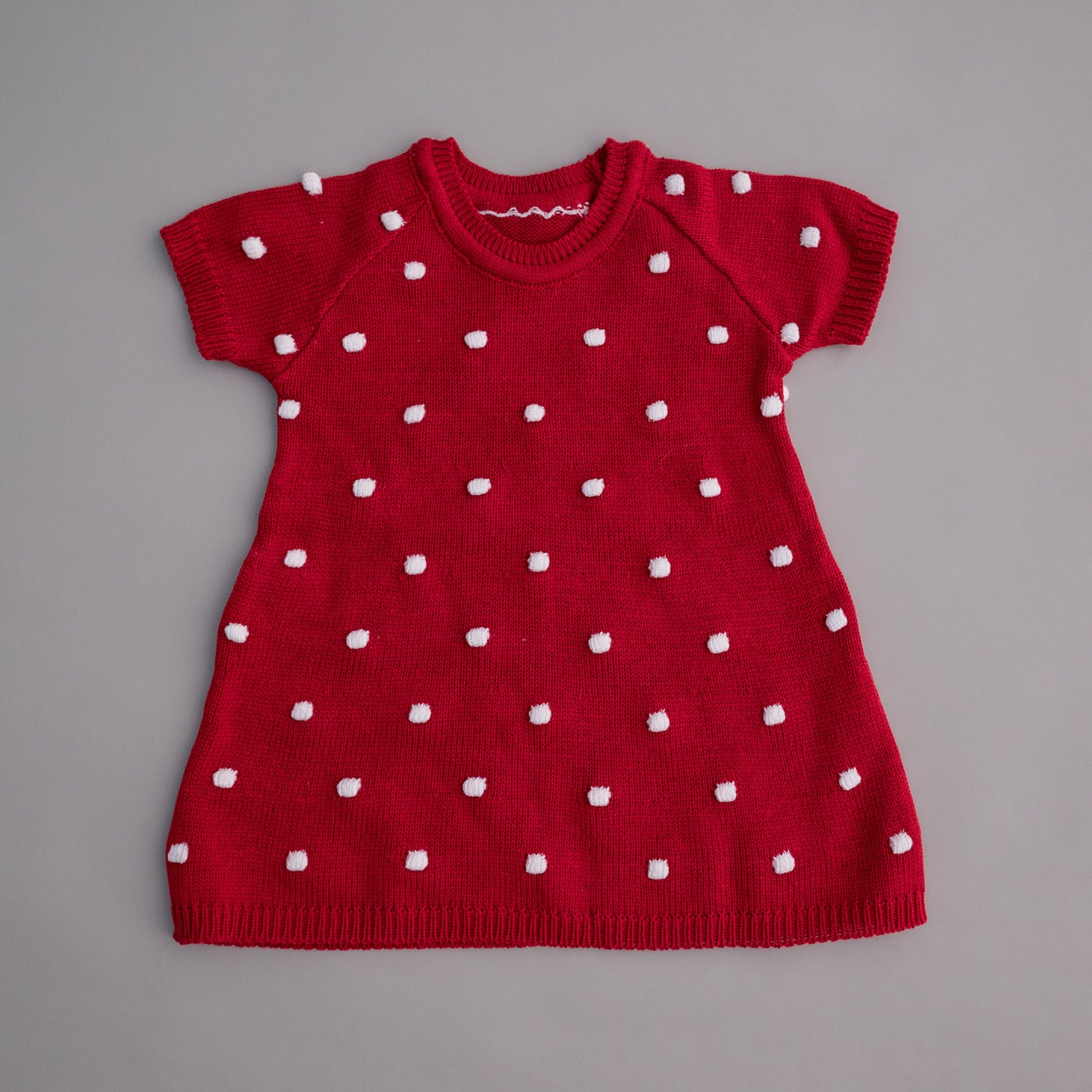 Vestido em Tricot Poá Vermelho