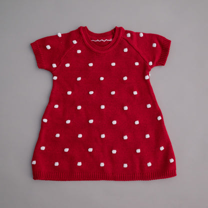Vestido em Tricot Poá Vermelho