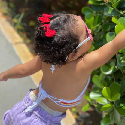 top crochê off white arco-íris 